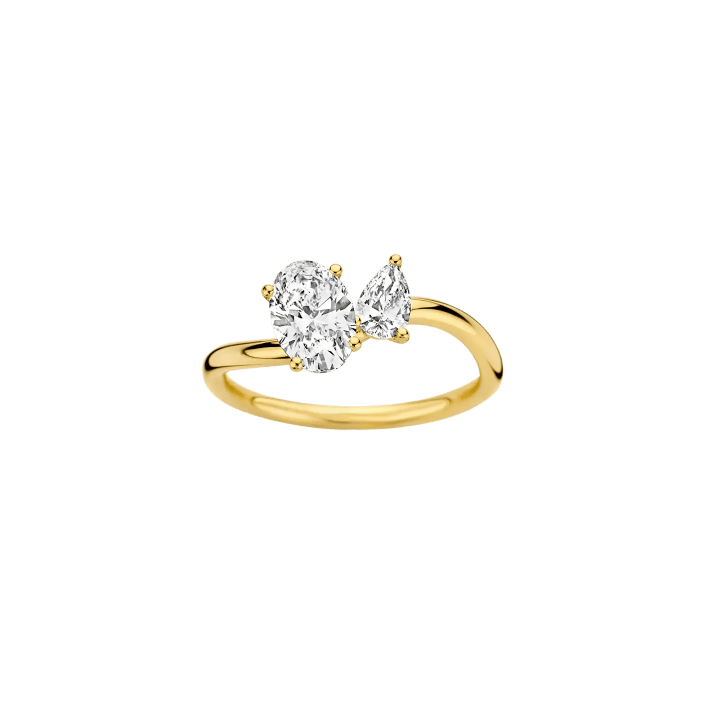 1.10 CT Oval & Pear Cut CVD Diamond Two stone Engagement Ring