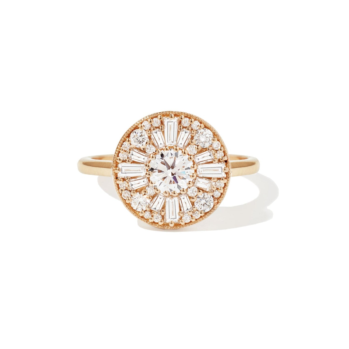 0.40 CT Round Shape Ballerina CVD Diamond Engagement Ring