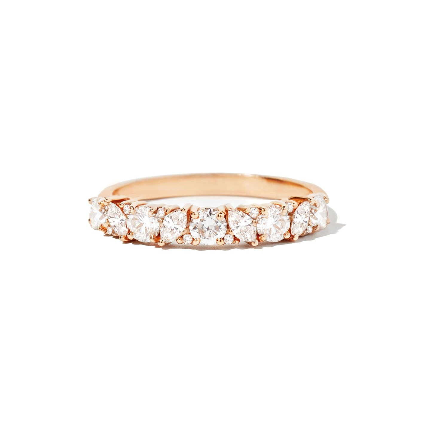 0.68 TCW Round & Marquise Half Eternity Wedding Band