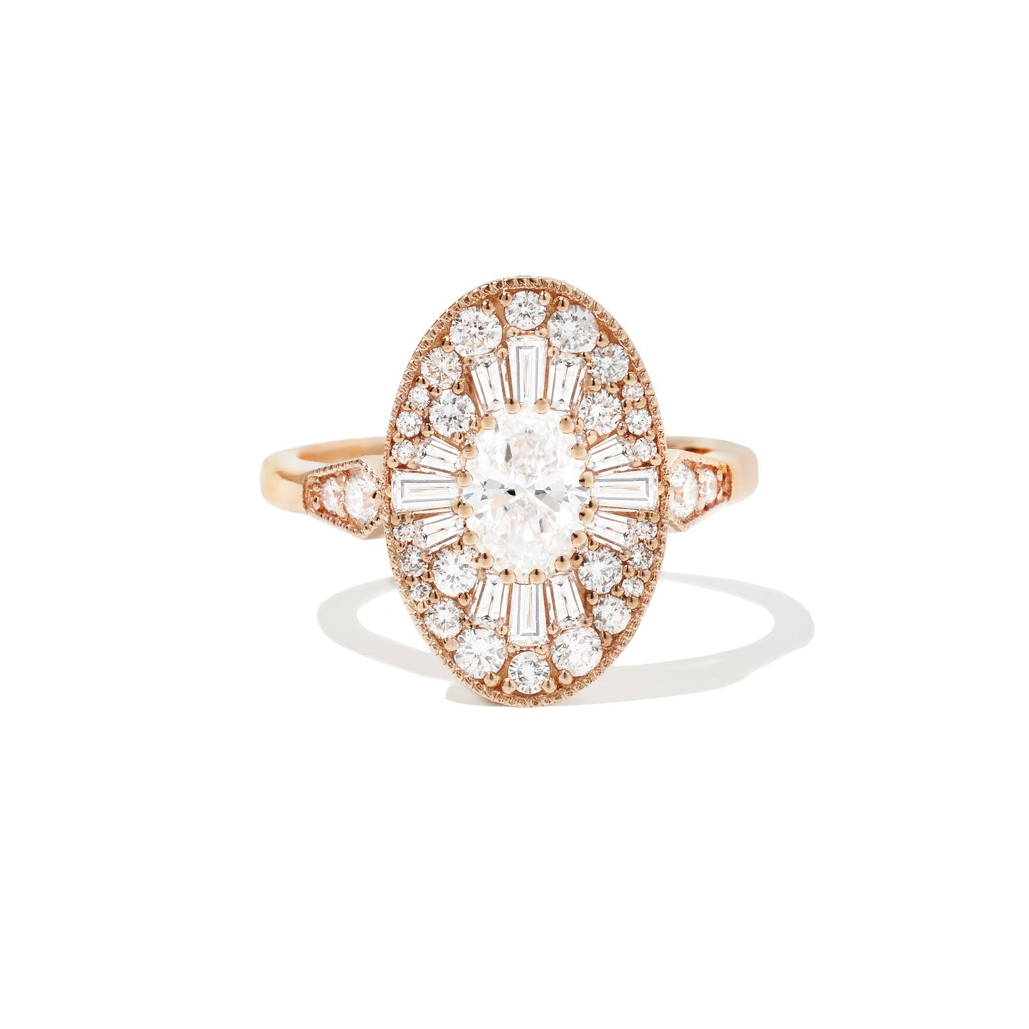 0.70 CT Oval cut CVD Diamond Ballerina Setting Engagement Ring