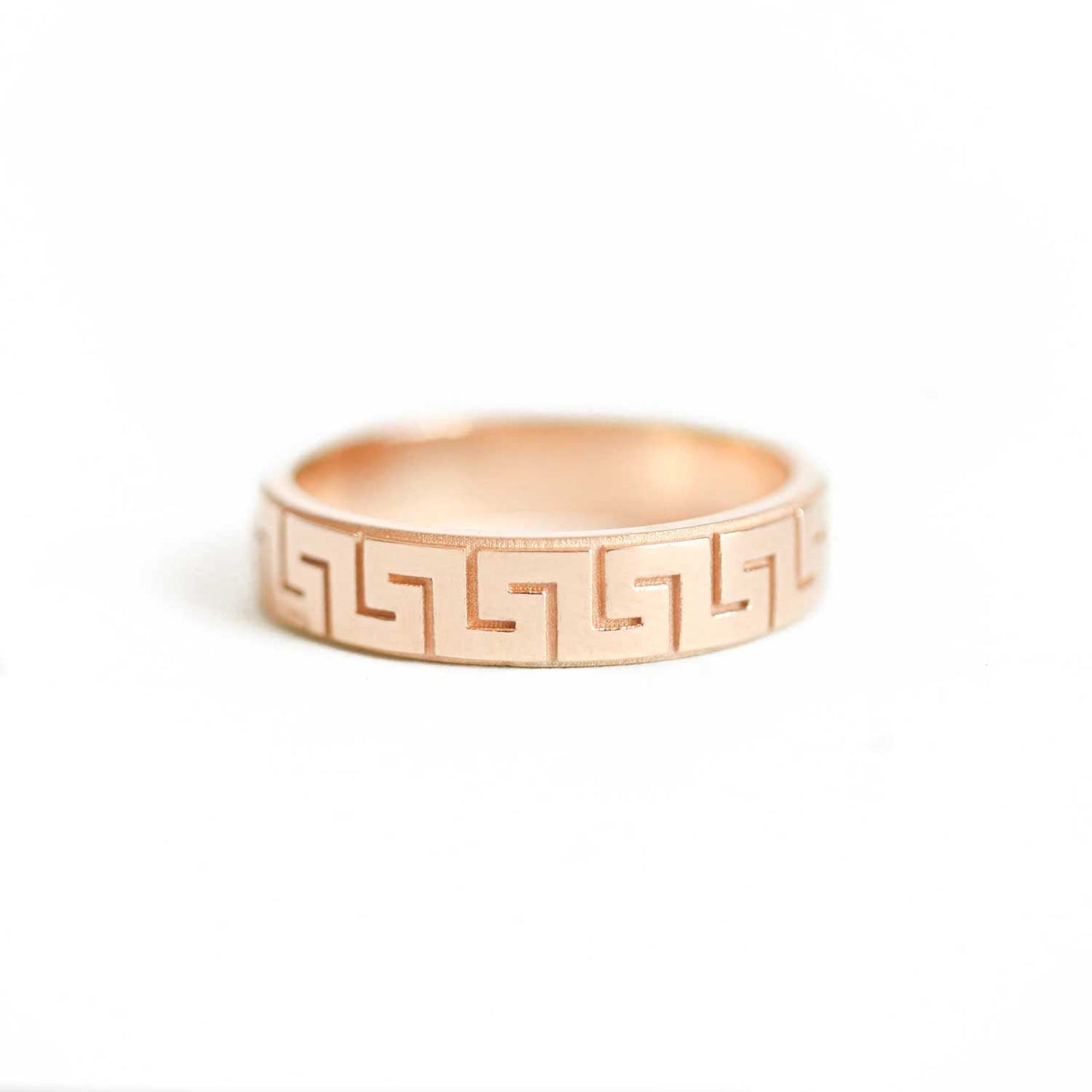 Plain Greek Key band Wedding Band