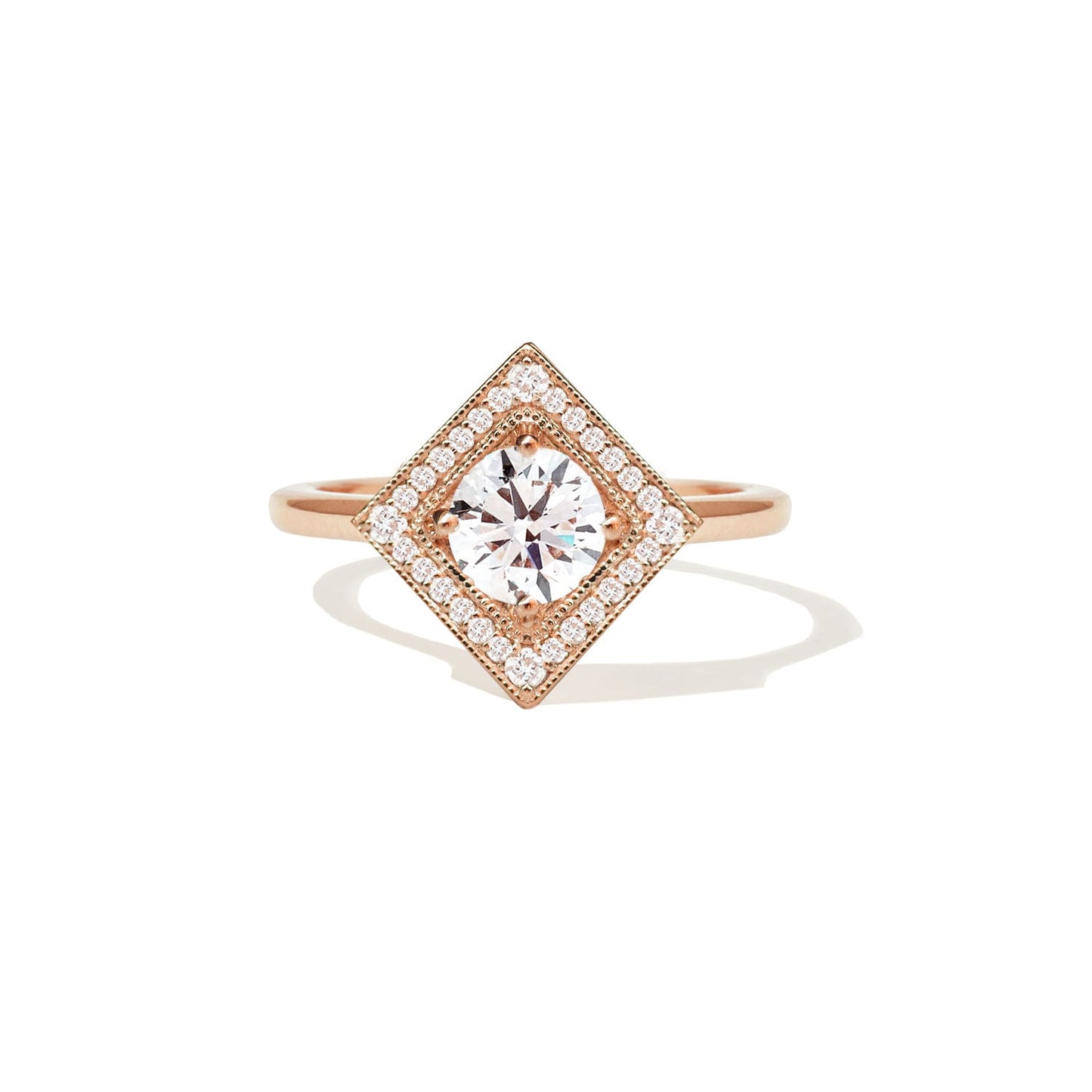 0.75 CT Round Shape CVD Diamond halo Engagement Ring