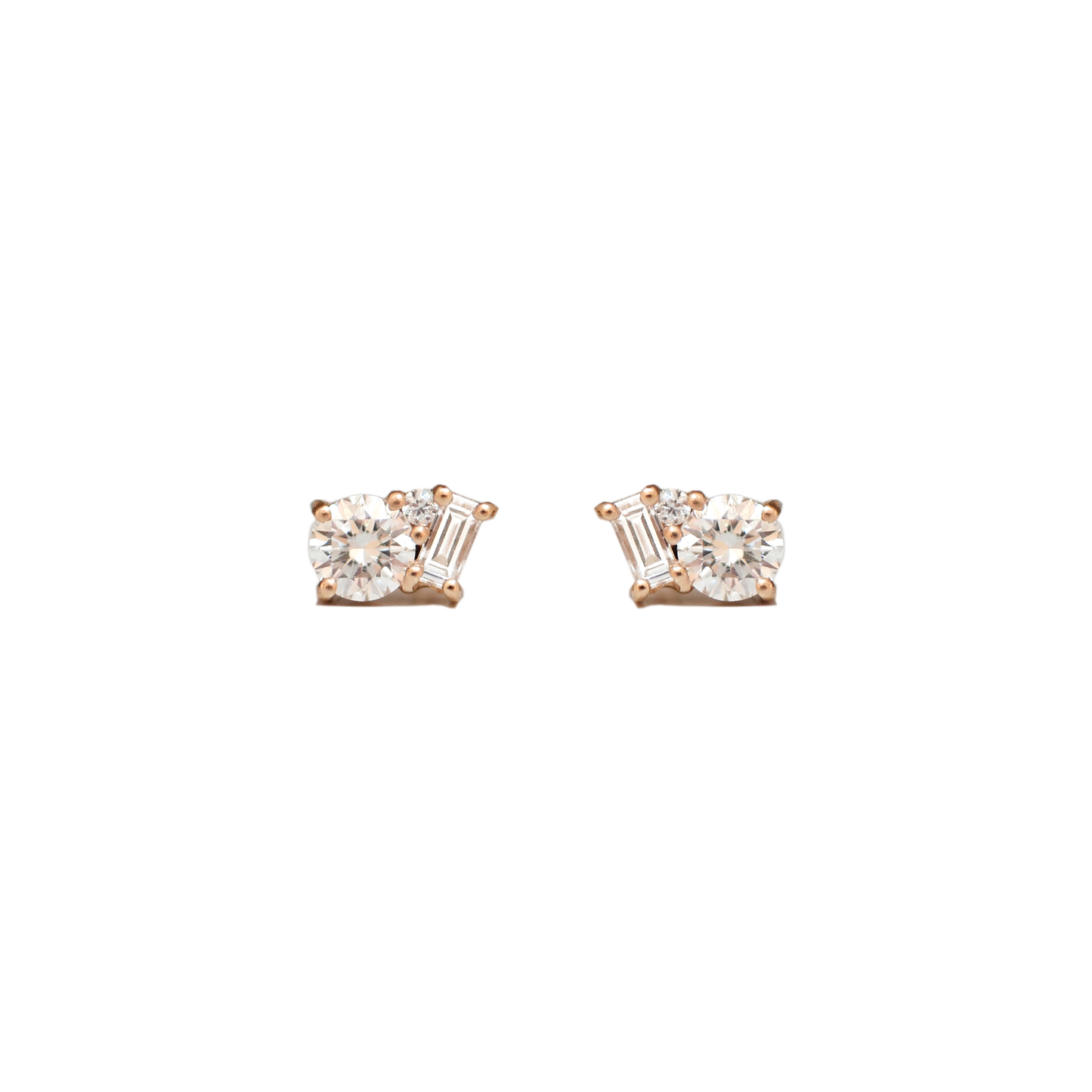 0.42 CT Round and Baguette Moissanite Cluster earrings