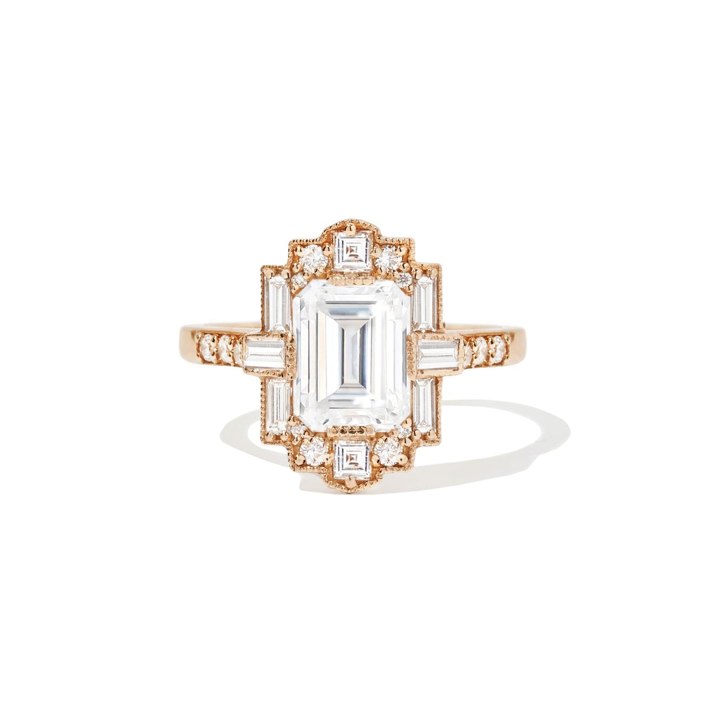 1.50 CT Emerald Shape Art Deco CVD Diamond Engagement Ring