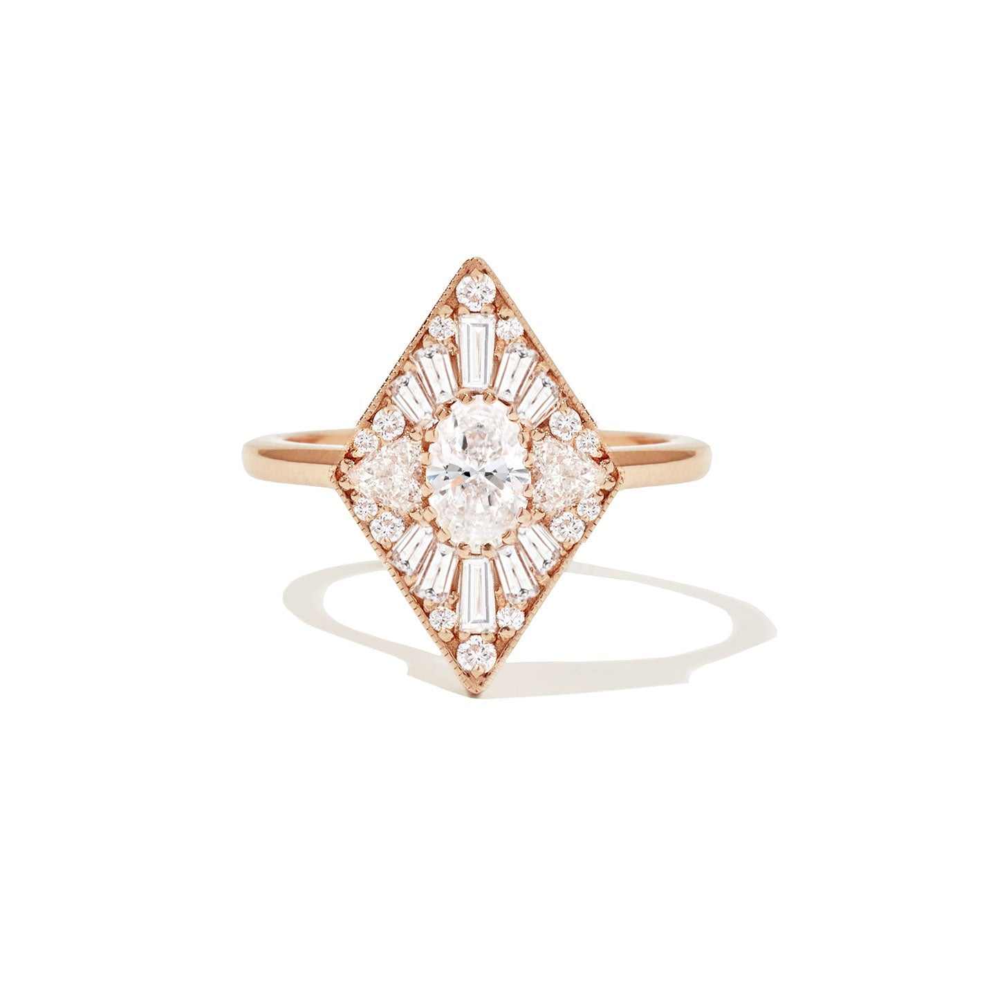 0.3 CT Oval Shape CVD Diamond Kite Engagement Ring
