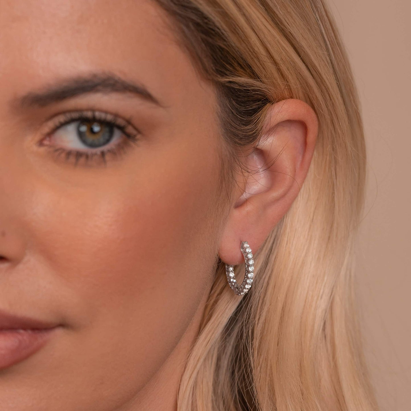 Chloe- 0.10 TCW Round Moissanite Hoop Stud Earrings