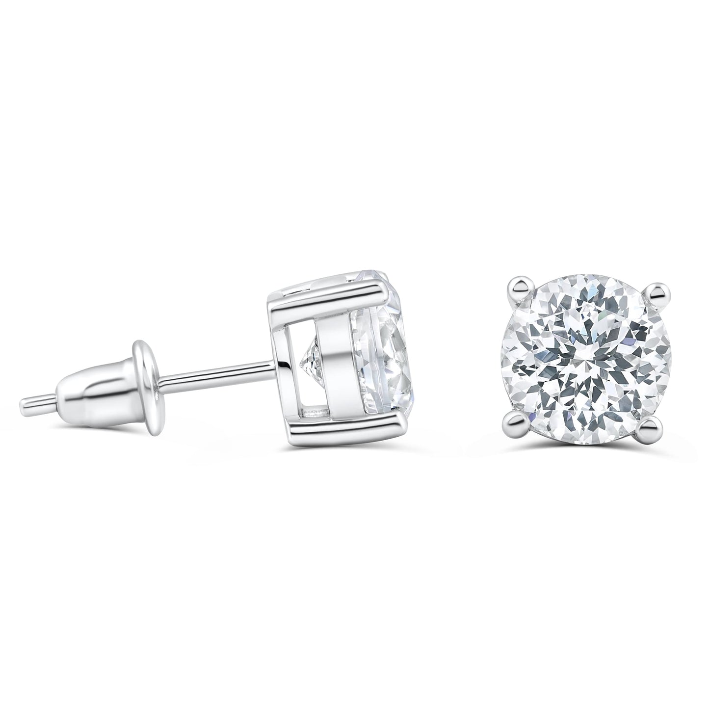 Ella- 1.25 CT Round Moissanite Solitaire Stud Earrings