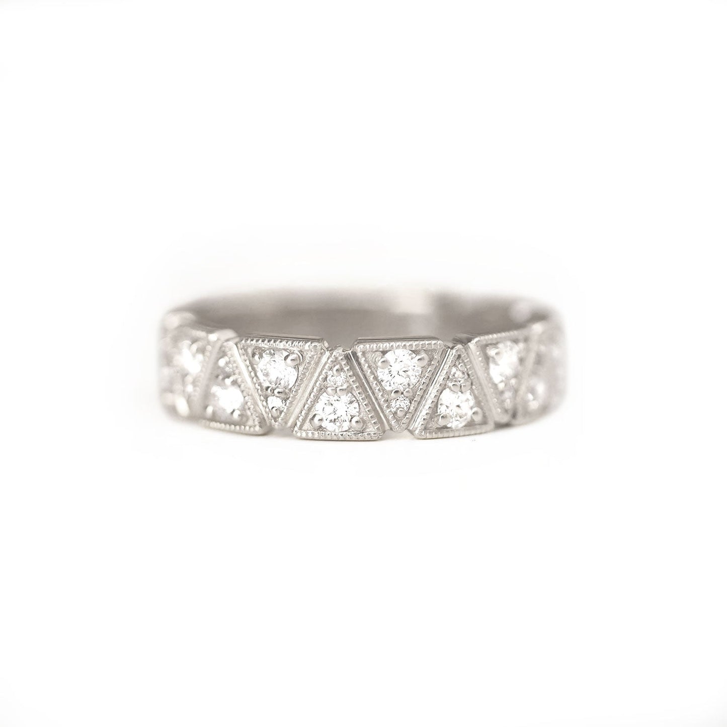 0.64TCW Round Lab grown triangle Wedding Band