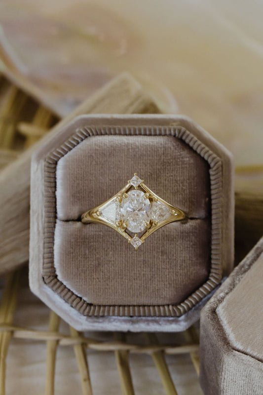 1.00 CT Carats Oval Cut Moissanite diamond unique Style Engagement Ring
