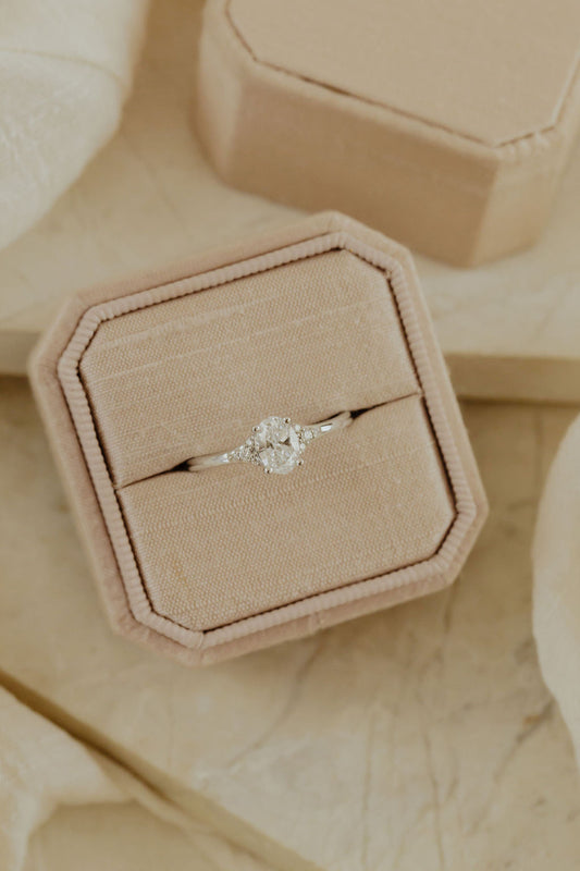 0.50 CT Carats Oval Cut Moissanite diamond clusters Style Engagement Ring