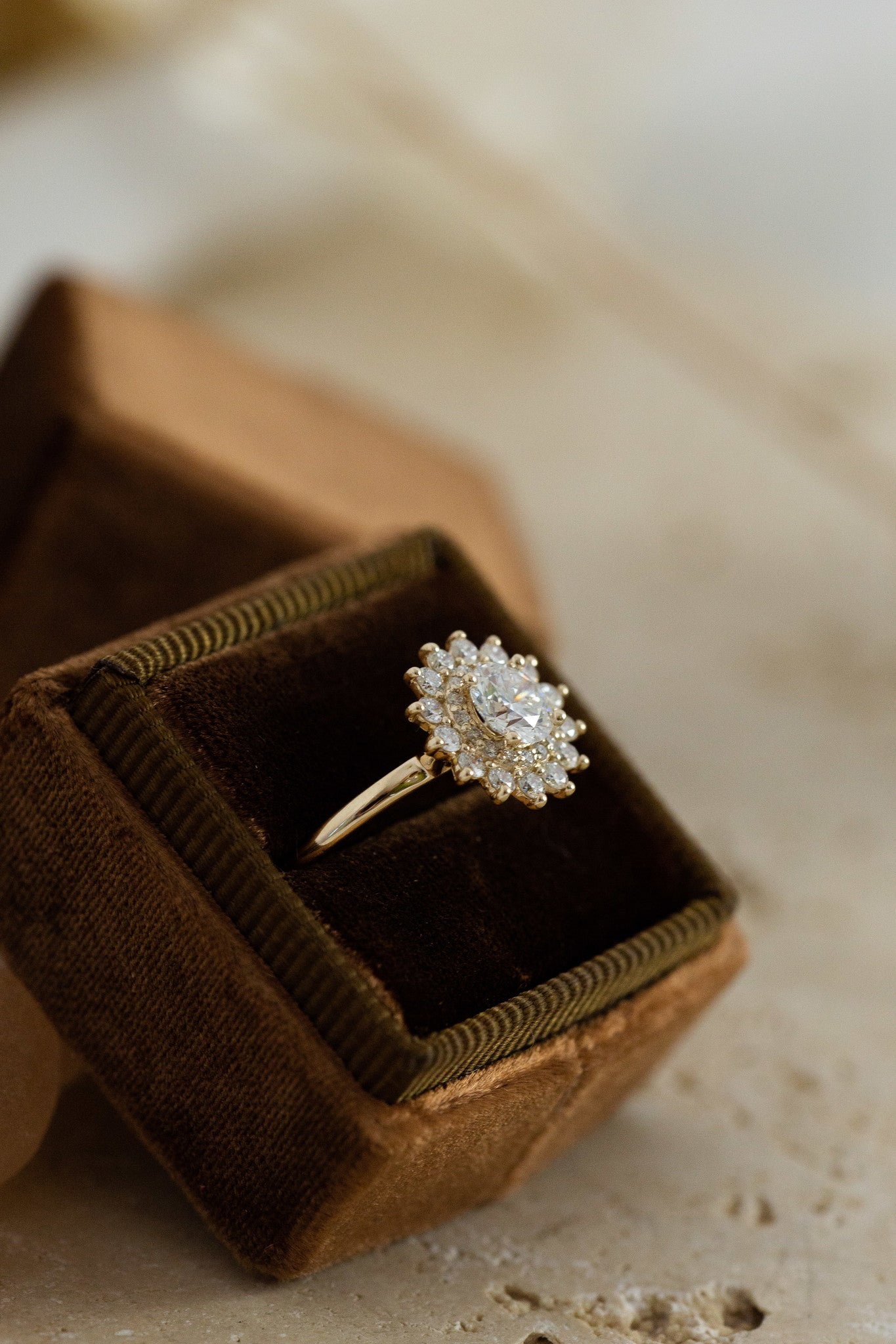 0.50 CT Carats Round Cut Moissanite diamond Halo Style Engagement Ring
