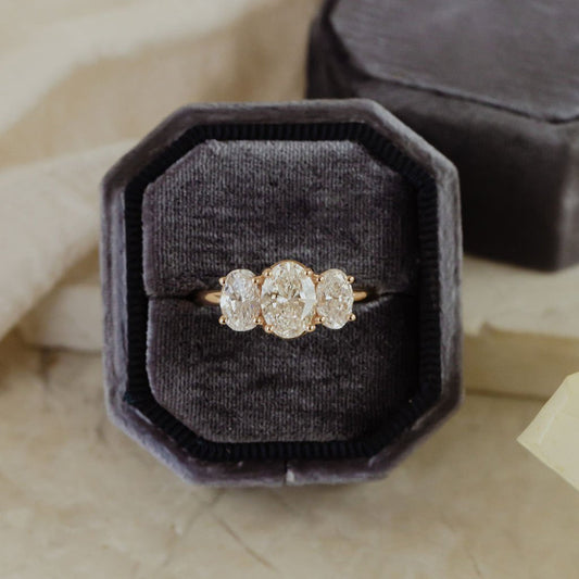 1.00 CT Carats Oval Cut Moissanite diamond Three Stone Style Engagement Ring
