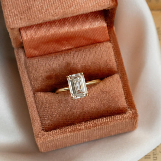 1.00 CT Carats Emerald Cut Moissanite diamond Solitaire Style Engagement Ring