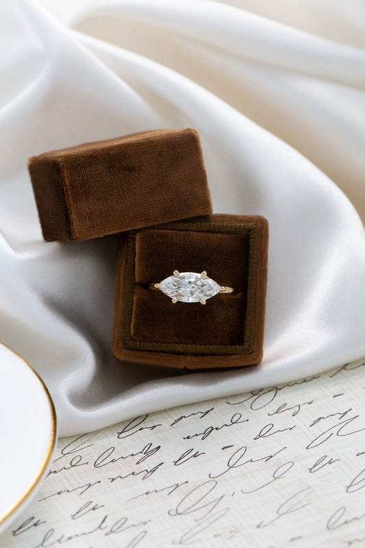 1.00 CT Carats East-West Marquise Cut Moissanite diamond Solitaire Style Engagement Ring