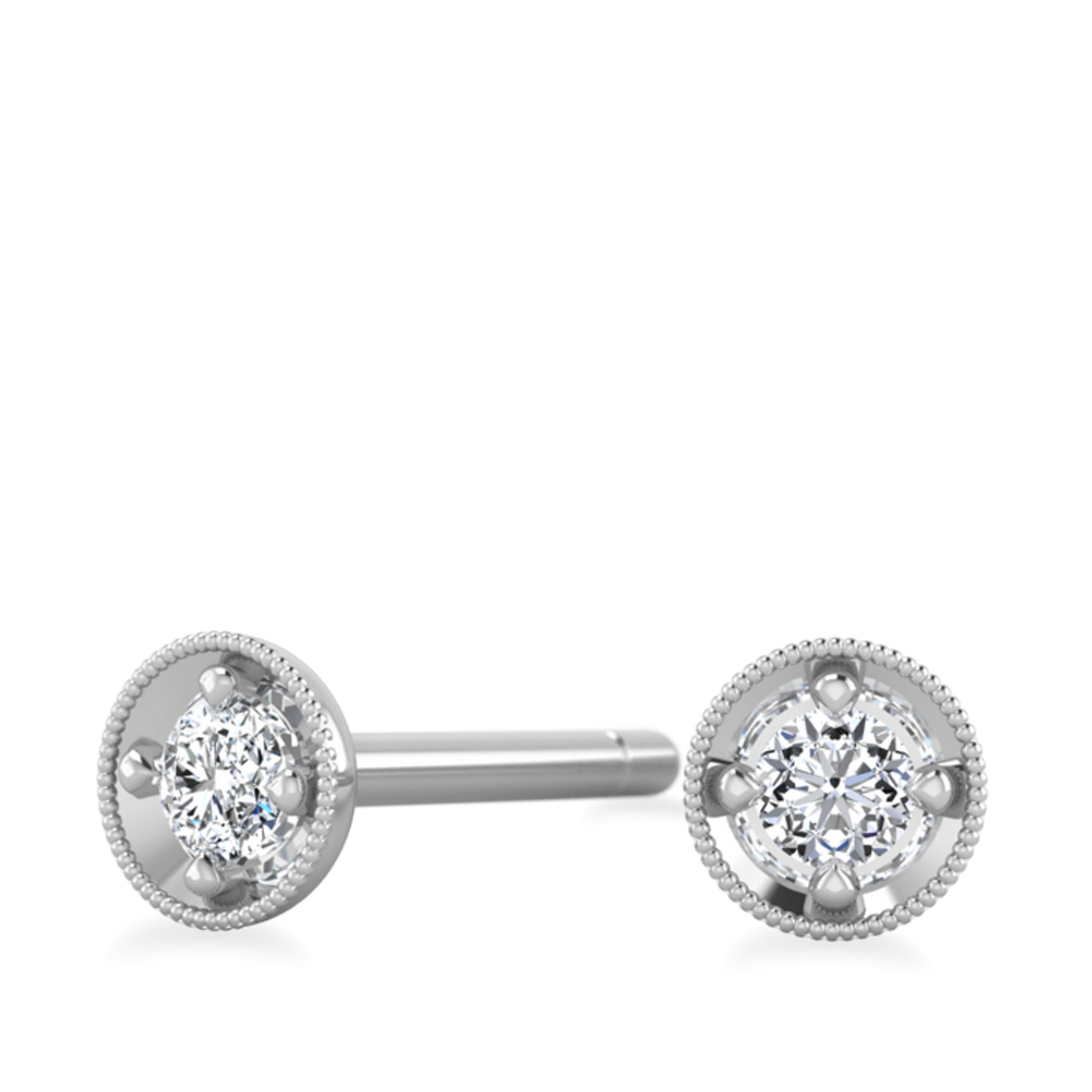 Amelia- 0.06 CT Round Moissanite Solitaire Stud Earrings