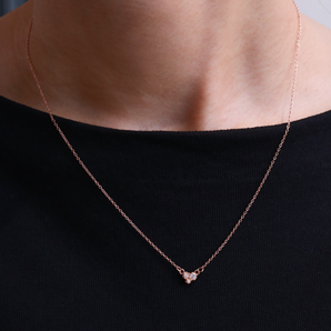 Olivia-0.11 Carats Heart Moissanite Three Stone Style Necklace