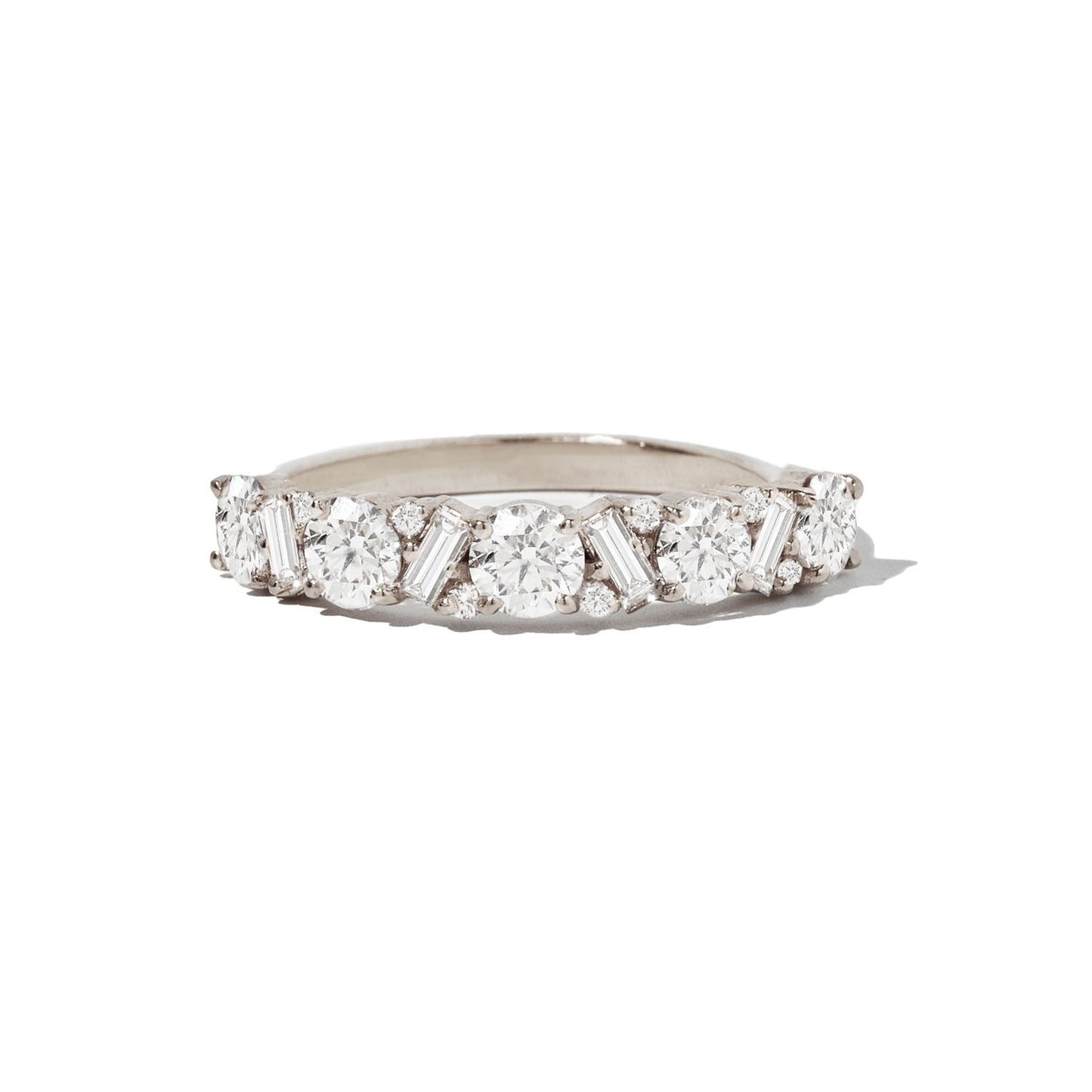 1.02  TCW Round and Baguette Cluster Wedding Band