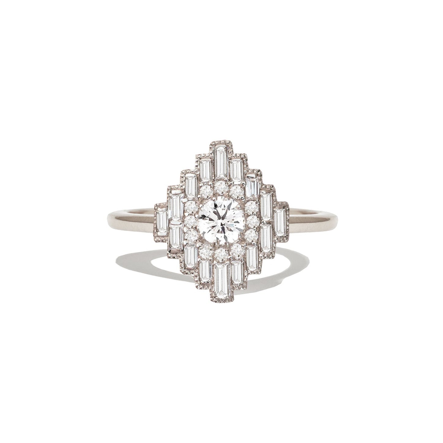 0.35 CT Round Shape CVD Diamond Vintage Setting Engagement Ring