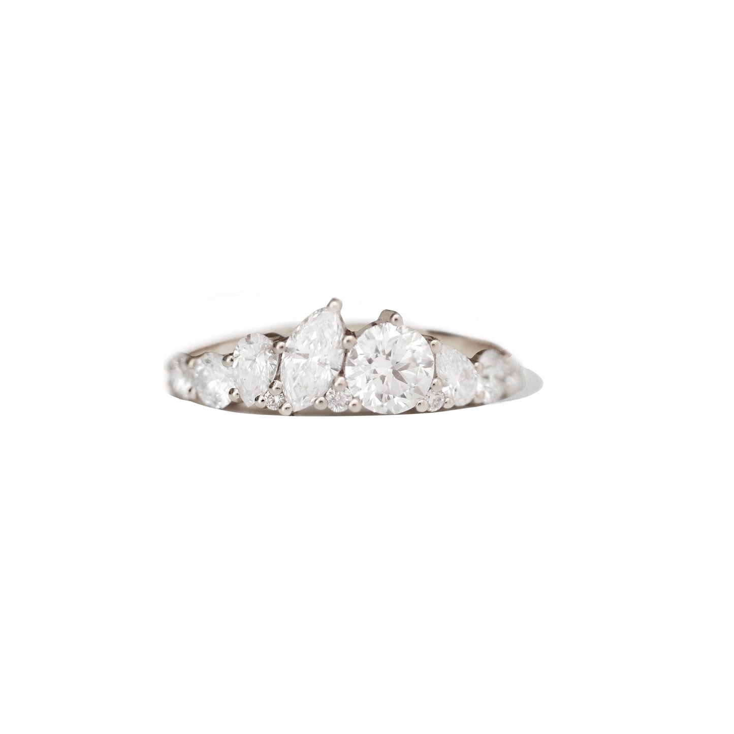 1.18 TCW  Pear Marquise and Round cluster setting Wedding Band