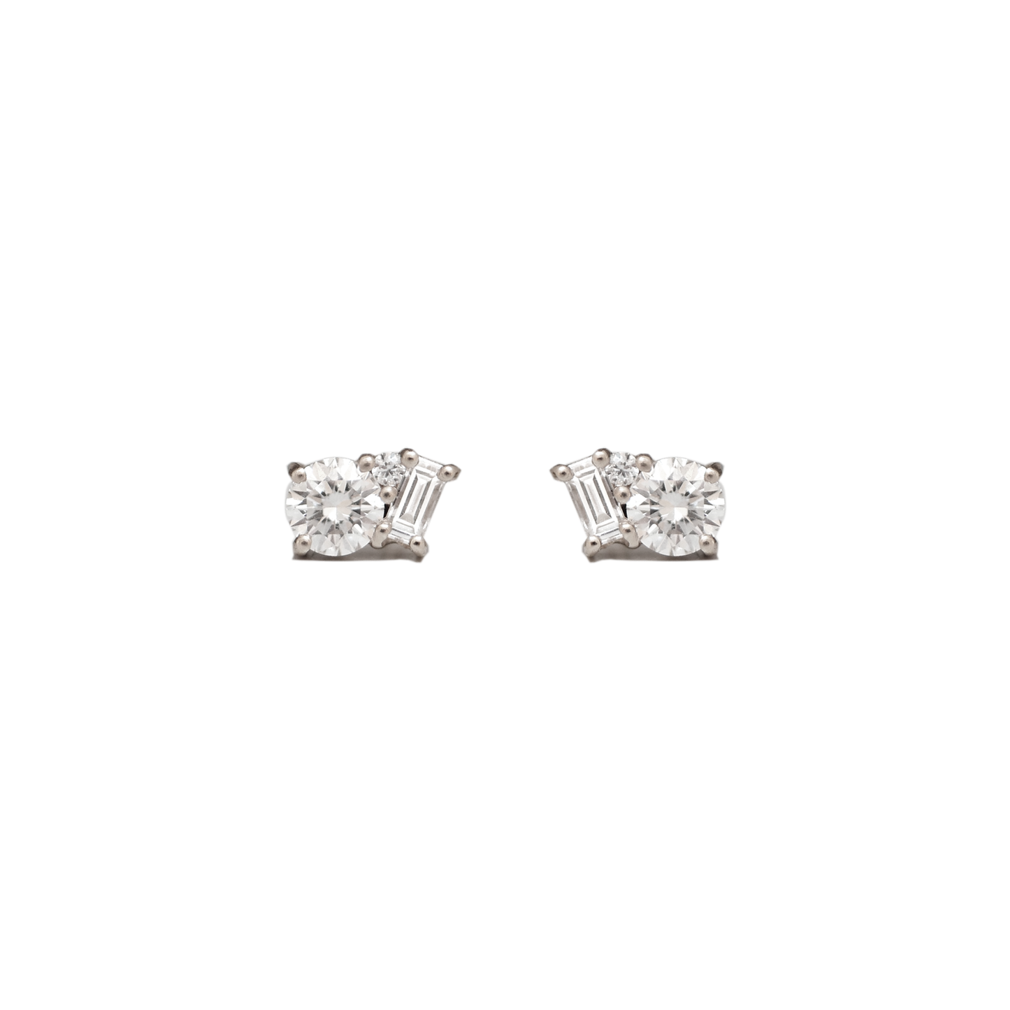 0.42 CT Round and Baguette Moissanite Cluster earrings