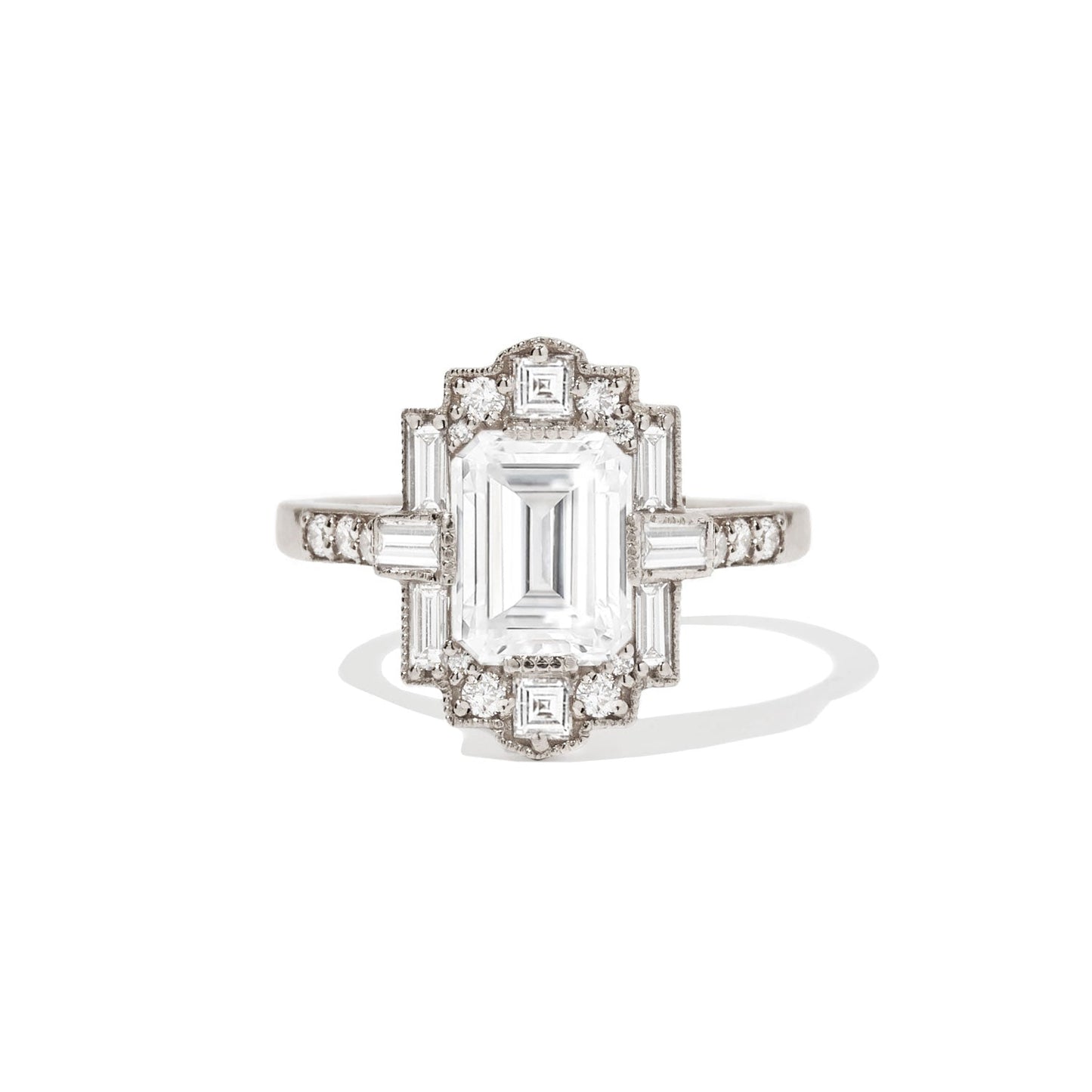 1.50 CT Emerald Shape Art Deco CVD Diamond Engagement Ring