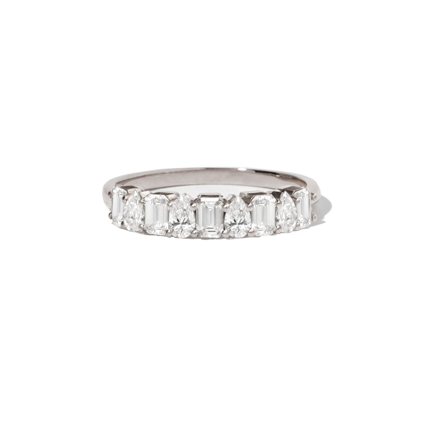 1.01 TCW Emerald, Pear and Round Lab grown Half Eternity Wedding Band