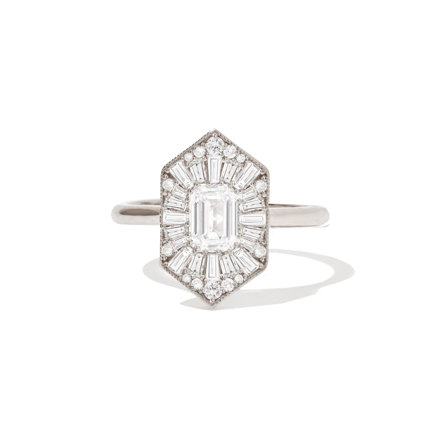 0.70 CT Emerald Shape Ballerina CVD Diamond Engagement Ring