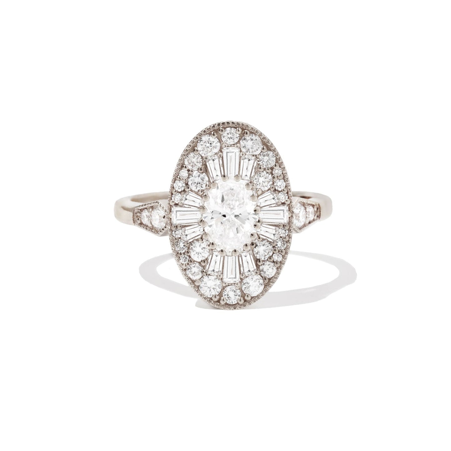 0.70 CT Oval cut CVD Diamond Ballerina Setting Engagement Ring