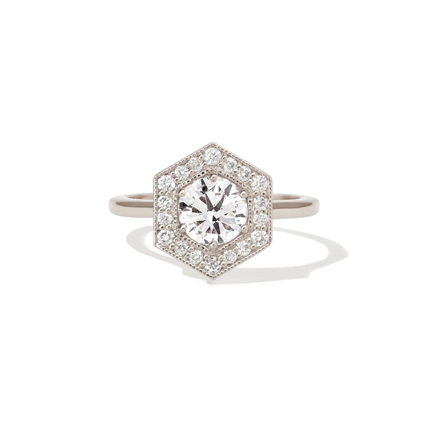 0.75 CT Round Shape CVD Diamond halo Engagement Ring