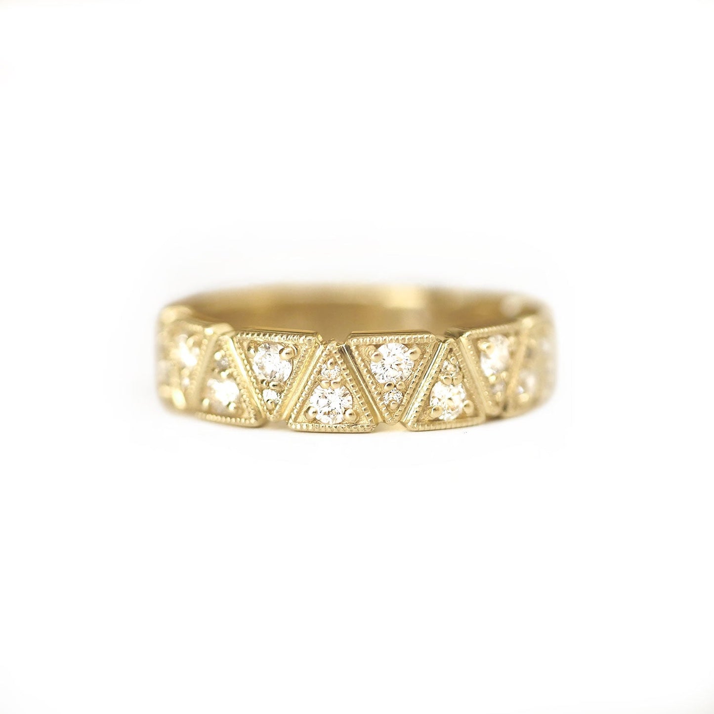 0.64TCW Round Lab grown triangle Wedding Band