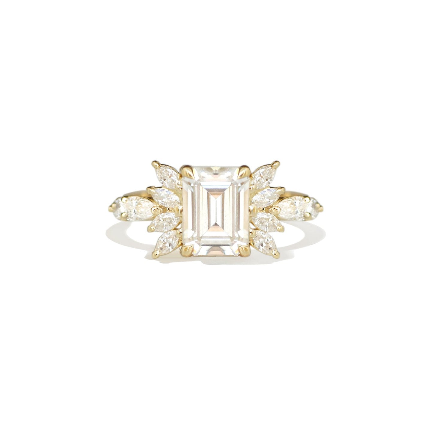 1.5 CT Emerald Shape CVD Diamond Cluster Engagement Ring