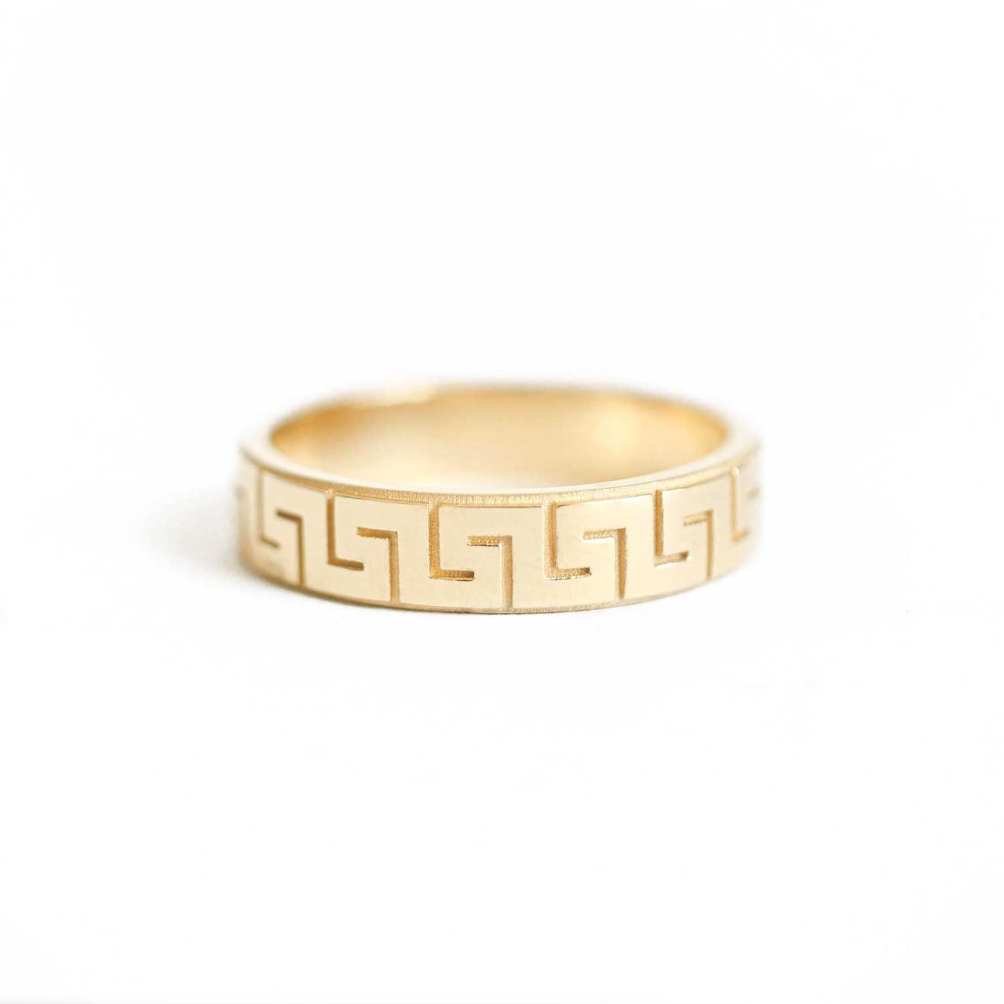 Plain Greek Key band Wedding Band
