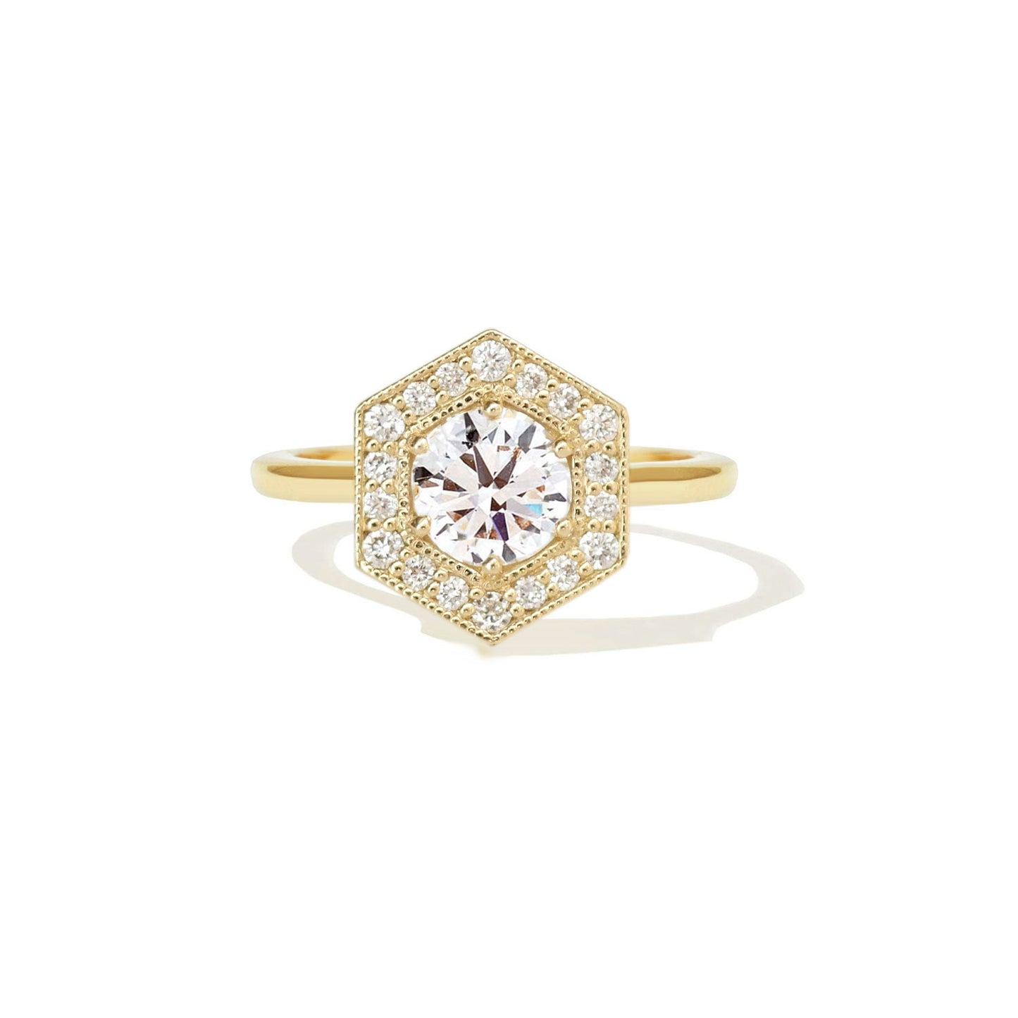 0.75 CT Round Shape CVD Diamond halo Engagement Ring