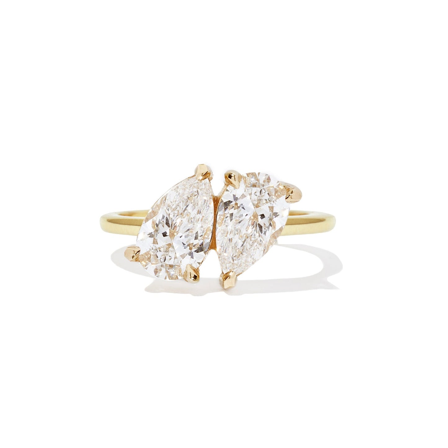 1.0 CT Pear Shape CVD Diamond Two Stone Setting Engagement Ring