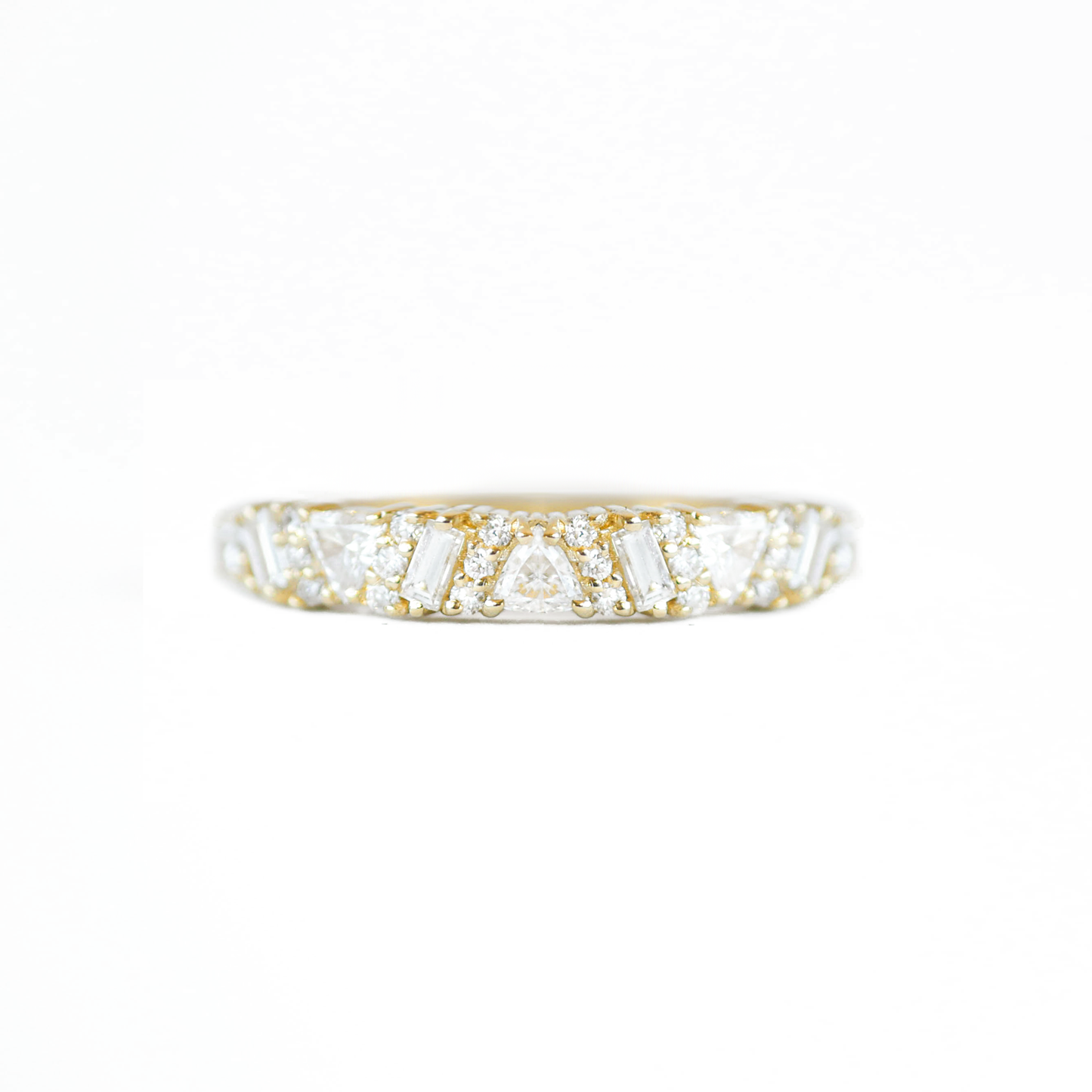 0.54 TCW Trillion Round and Baguette Cluster Wedding Band