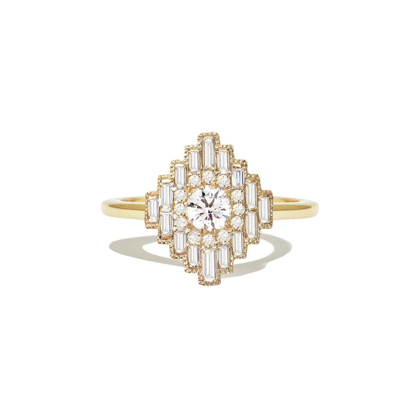 0.35 CT Round Shape CVD Diamond Vintage Setting Engagement Ring