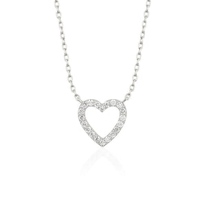 0.13 TCW Round Moissanite Diamond Heart Shaped Necklace